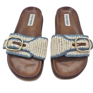 Steve Madden Memphis Slide Sandals Light Blue Multi Size 7.5